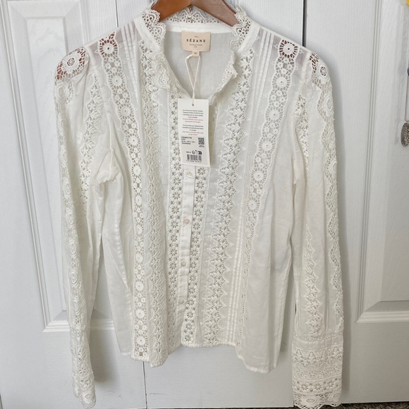 Sezane Rym Shirt Ecru NWT 36 - Picture 8 of 8